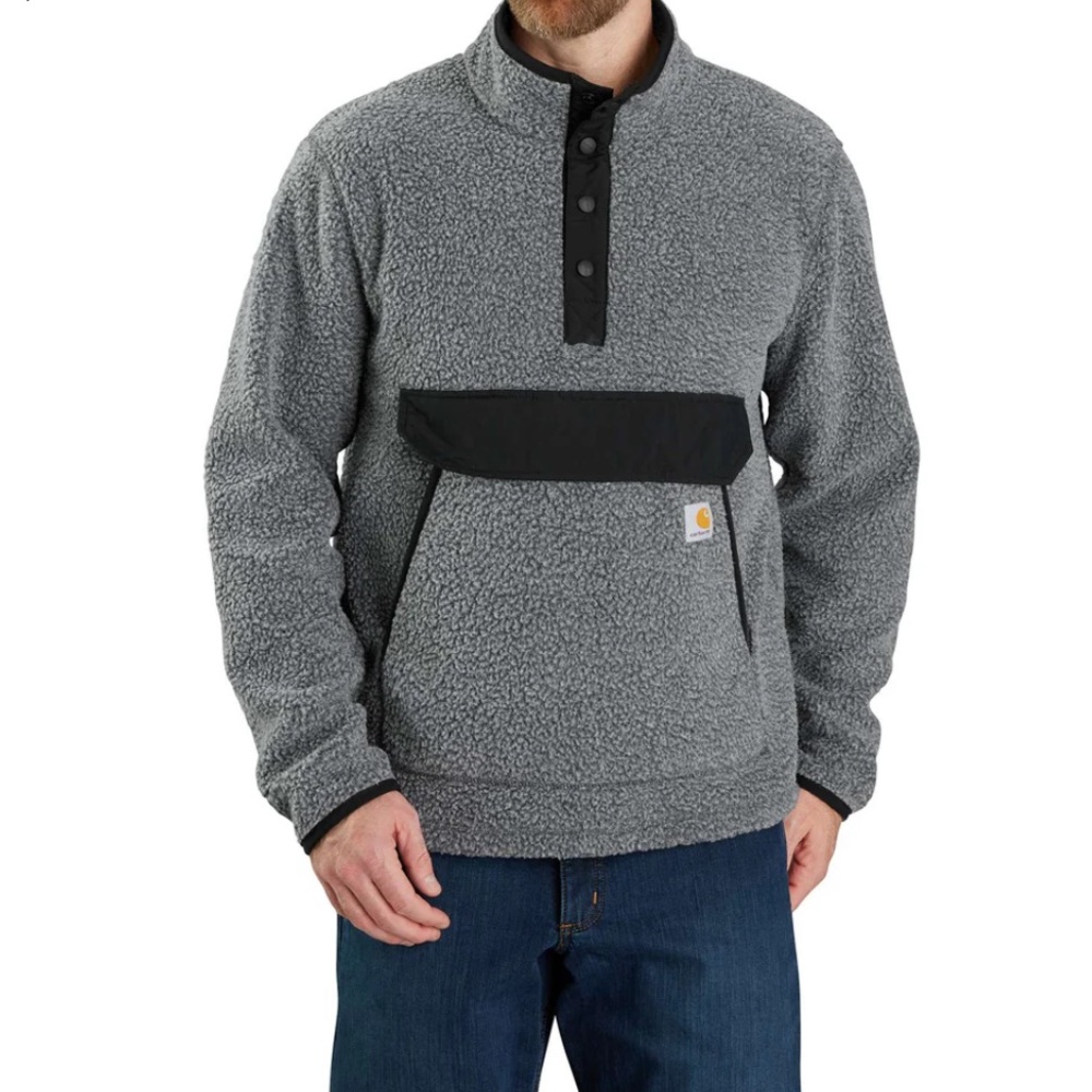Carhartt greatshape relaxed fit grey fleece sherpa snap front jacket sweater - Picture 9 of 9